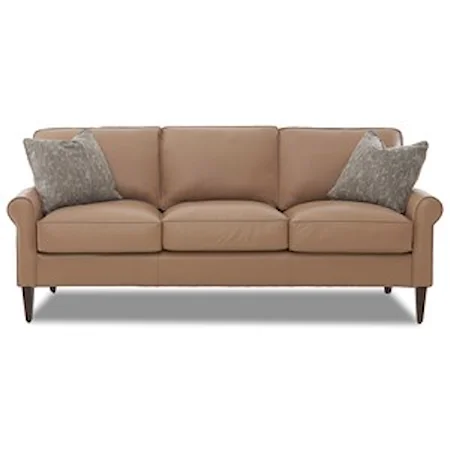 Casual Contemporary Sofa with Leather Upholstery and Square Tapered Legs